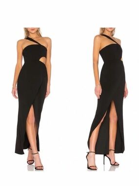 BCBGMaxAzria Black One-Shoulder Asymmetric Gown